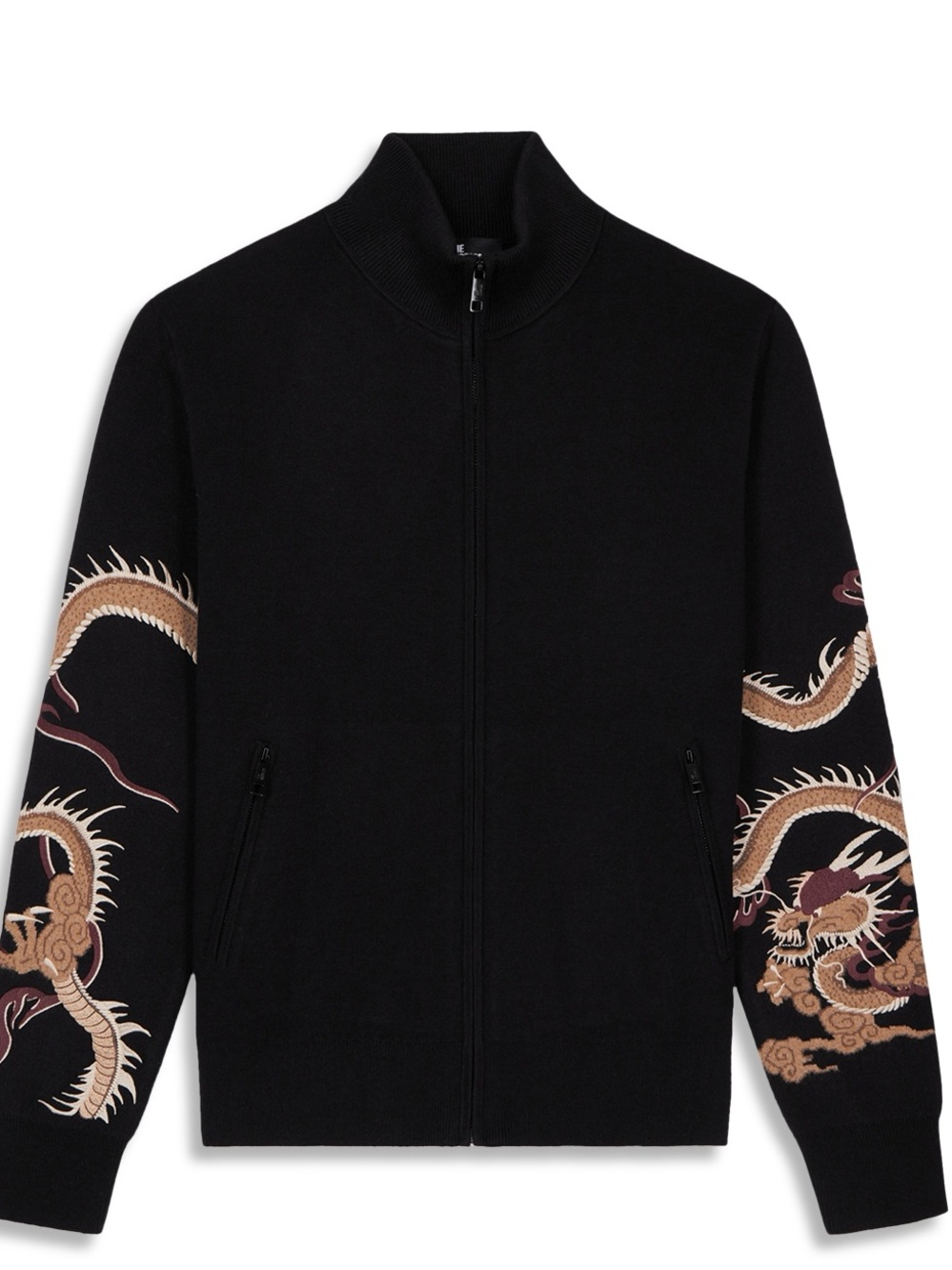 💜#55 The Kooples Full-Zip Sweater with Dragon Sleeve Embroidery